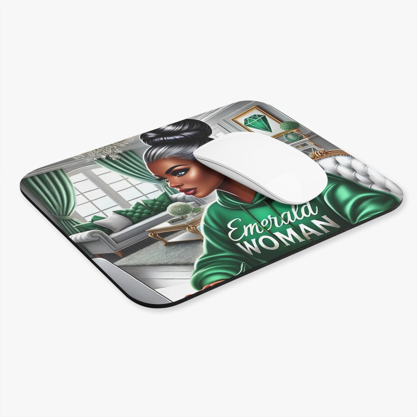 Emerald Woman: Strength, Style, and Confidence Mouse Pad (Rectangle)
