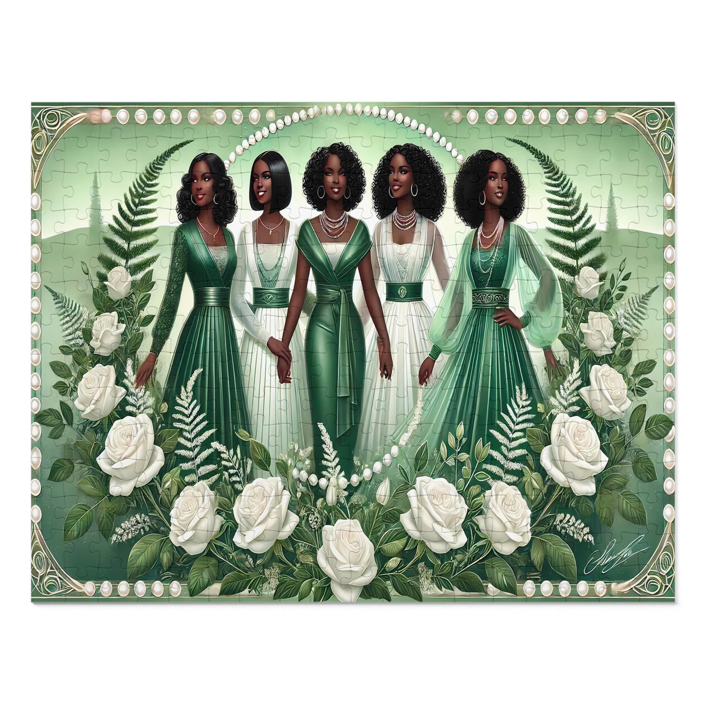 Emerald Sisterhood – A Beautiful Tribute to Connection 💚 Jigsaw Puzzle with Tin