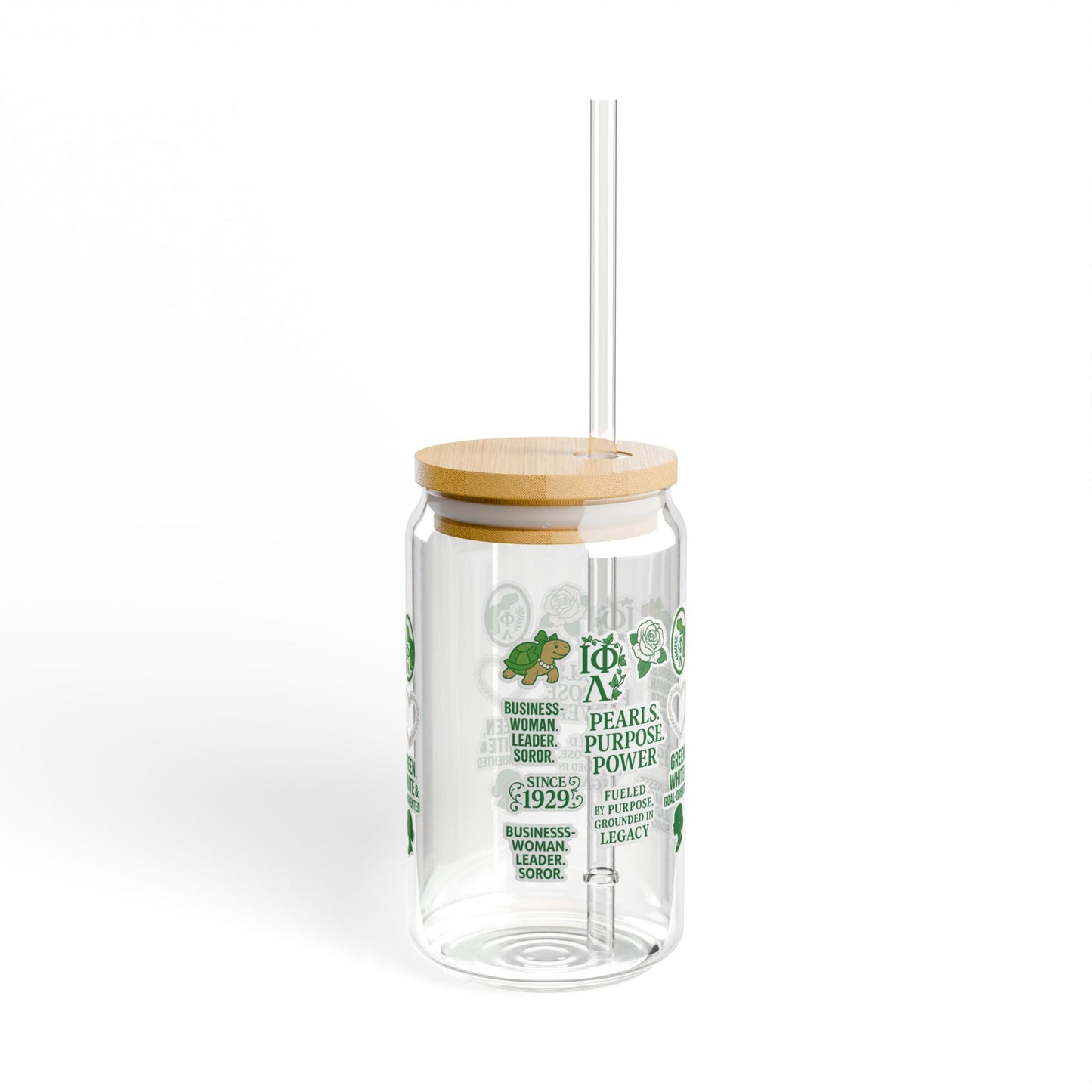 Sisterhood-Inspired Glass Sipper with Empowering Quotes