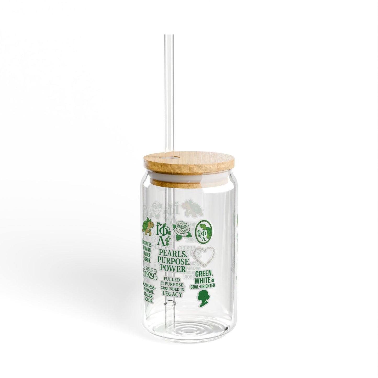 Sisterhood-Inspired Glass Sipper with Empowering Quotes