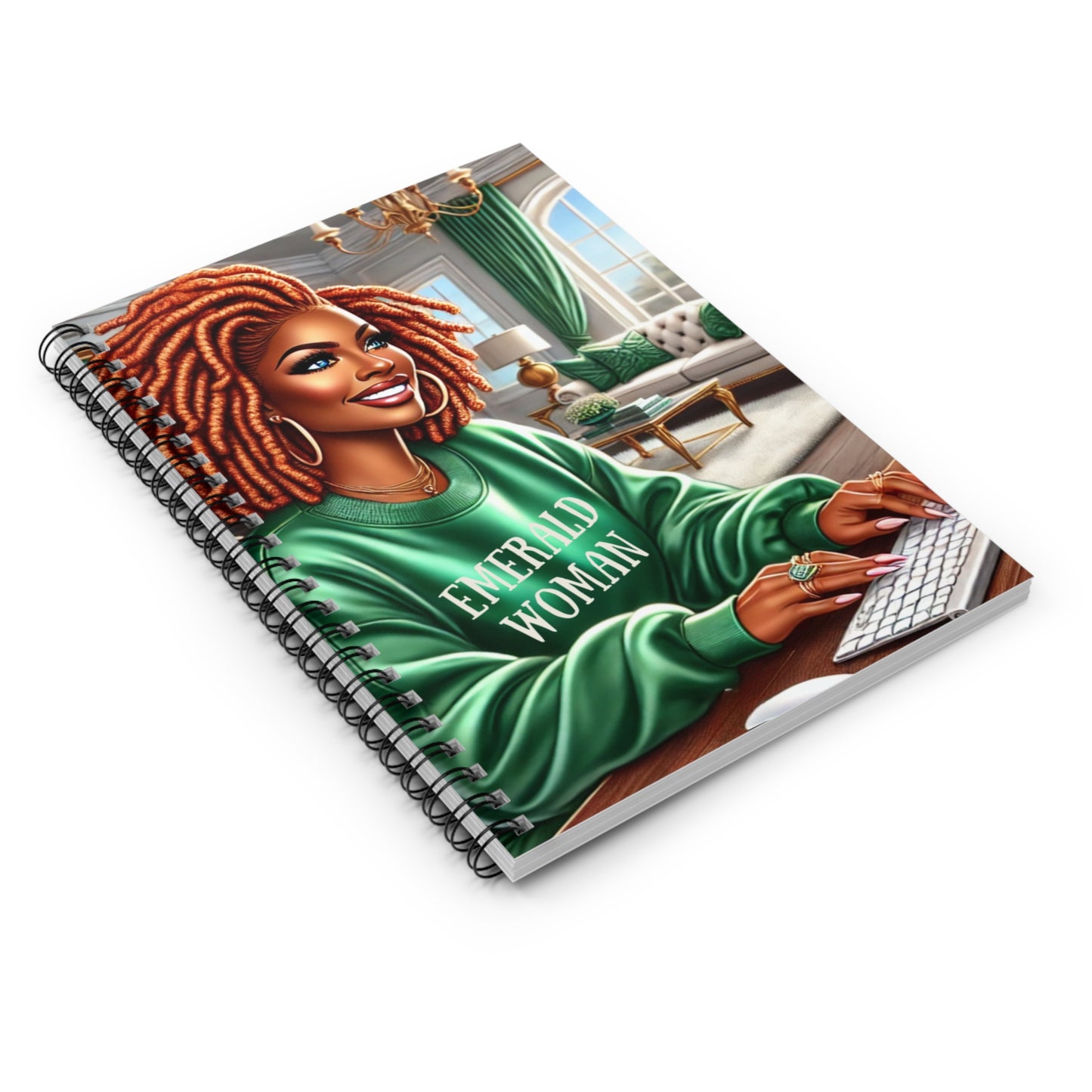 Emerald Woman: Confidence in Green Spiral Notebook - Ruled Line