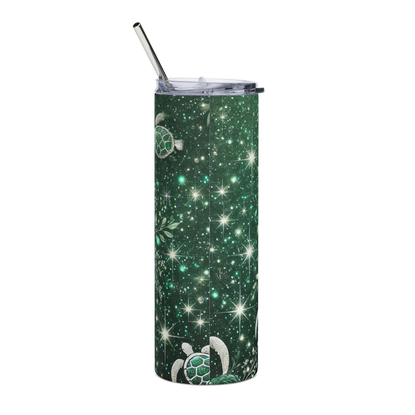 Glitter Turtle and White Rose Tumbler – Sparkle with Sisterhood Style