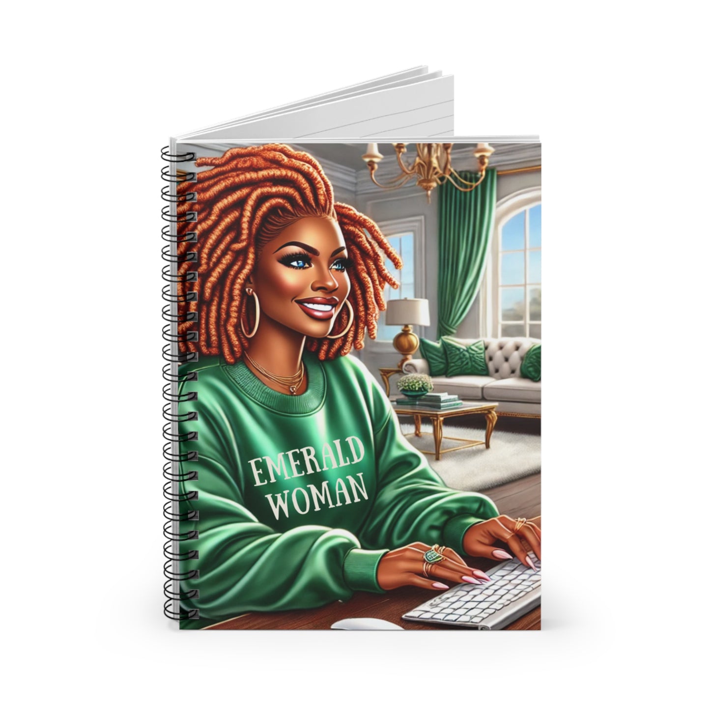 Emerald Woman: Confidence in Green Spiral Notebook - Ruled Line