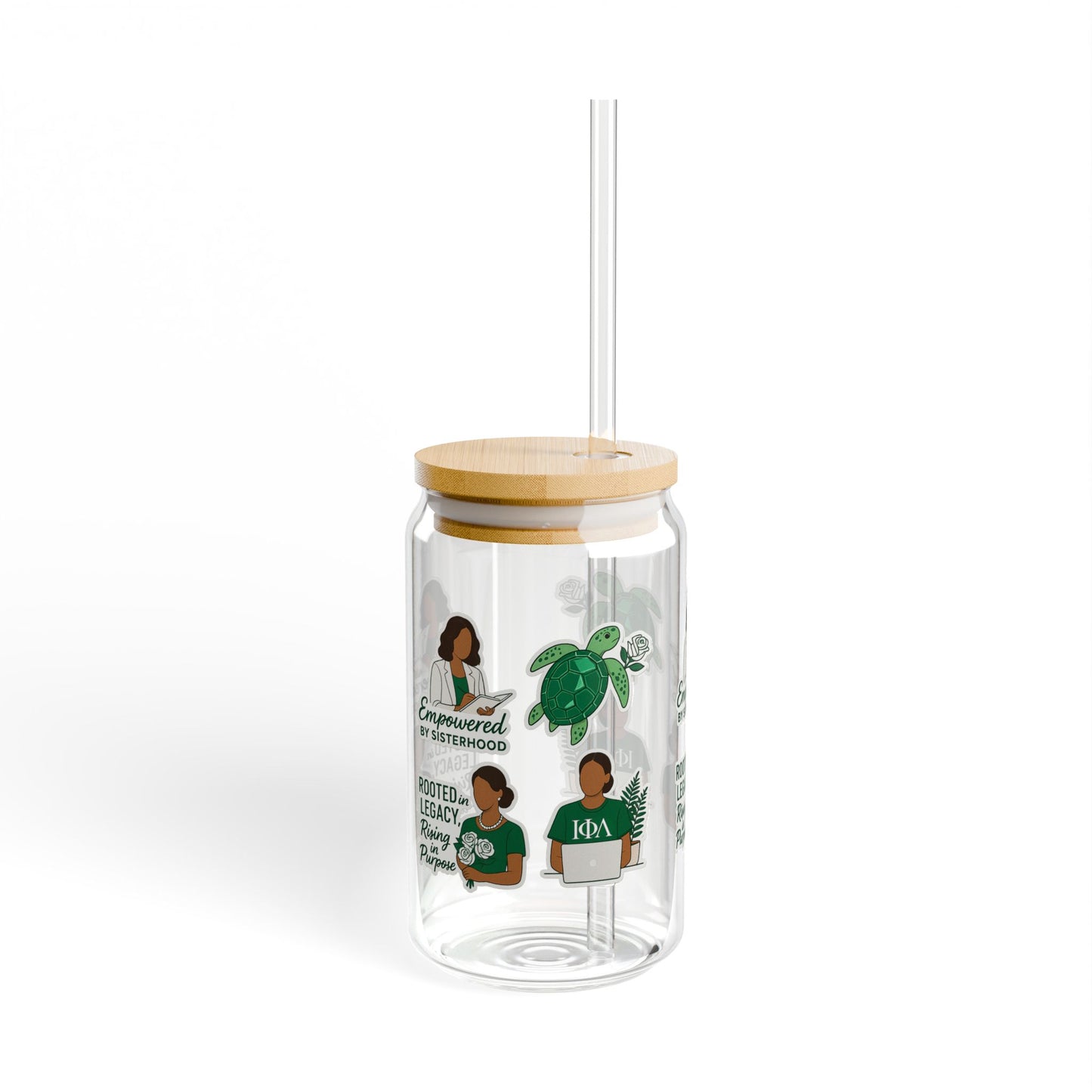 Empowered by Sisterhood Sipper Glass 💚