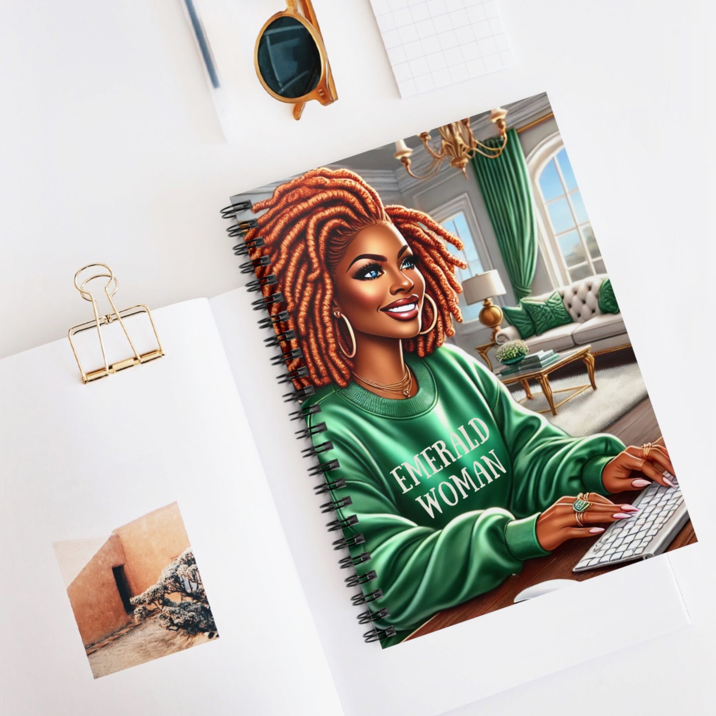 Emerald Woman: Confidence in Green Spiral Notebook - Ruled Line