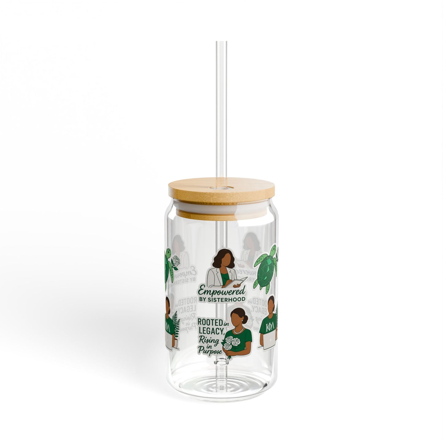 Empowered by Sisterhood Sipper Glass 💚