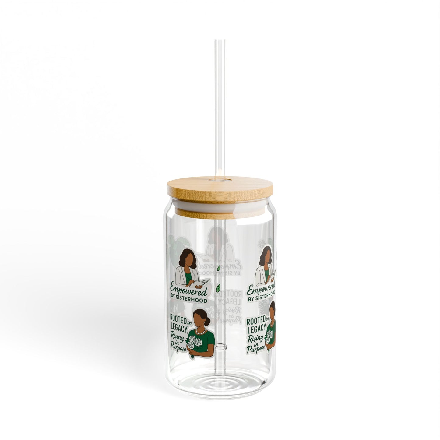 Empowered by Sisterhood Sipper Glass 💚