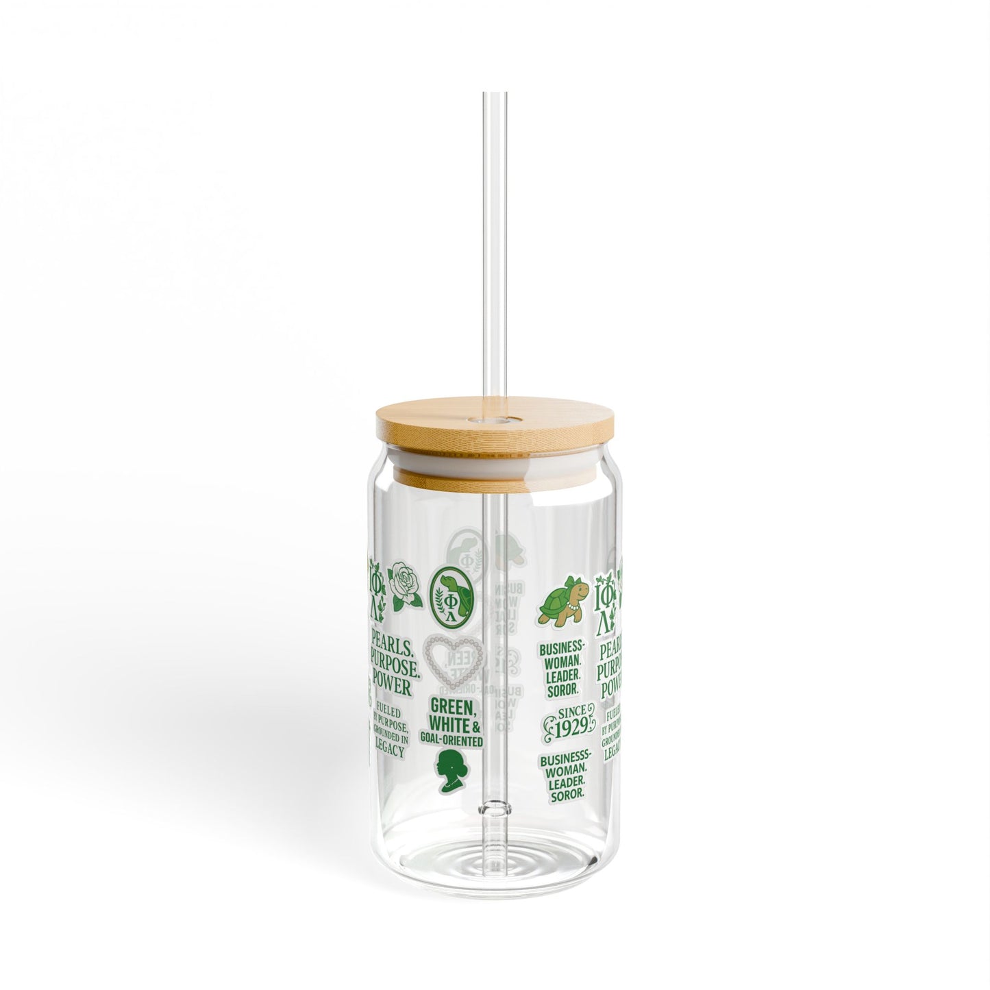 Sisterhood-Inspired Glass Sipper with Empowering Quotes