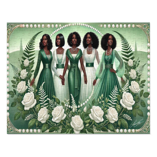 Emerald Sisterhood – A Beautiful Tribute to Connection 💚 Jigsaw Puzzle with Tin