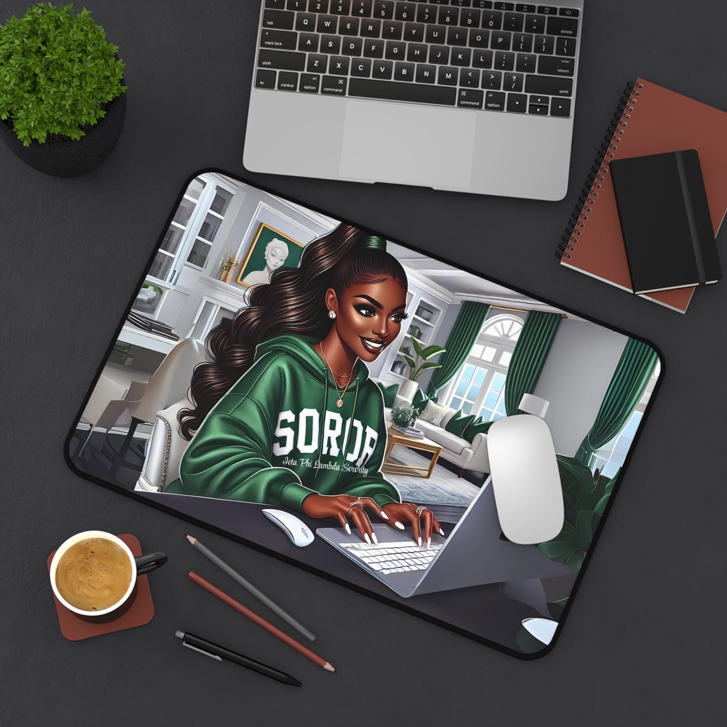 Empowered and Focused: Sisterhood in Action Desk Mat