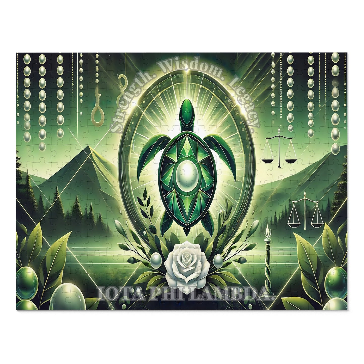 Emerald Turtle Puzzle: Piece Together Strength & Wisdom Jigsaw Puzzle with Tin