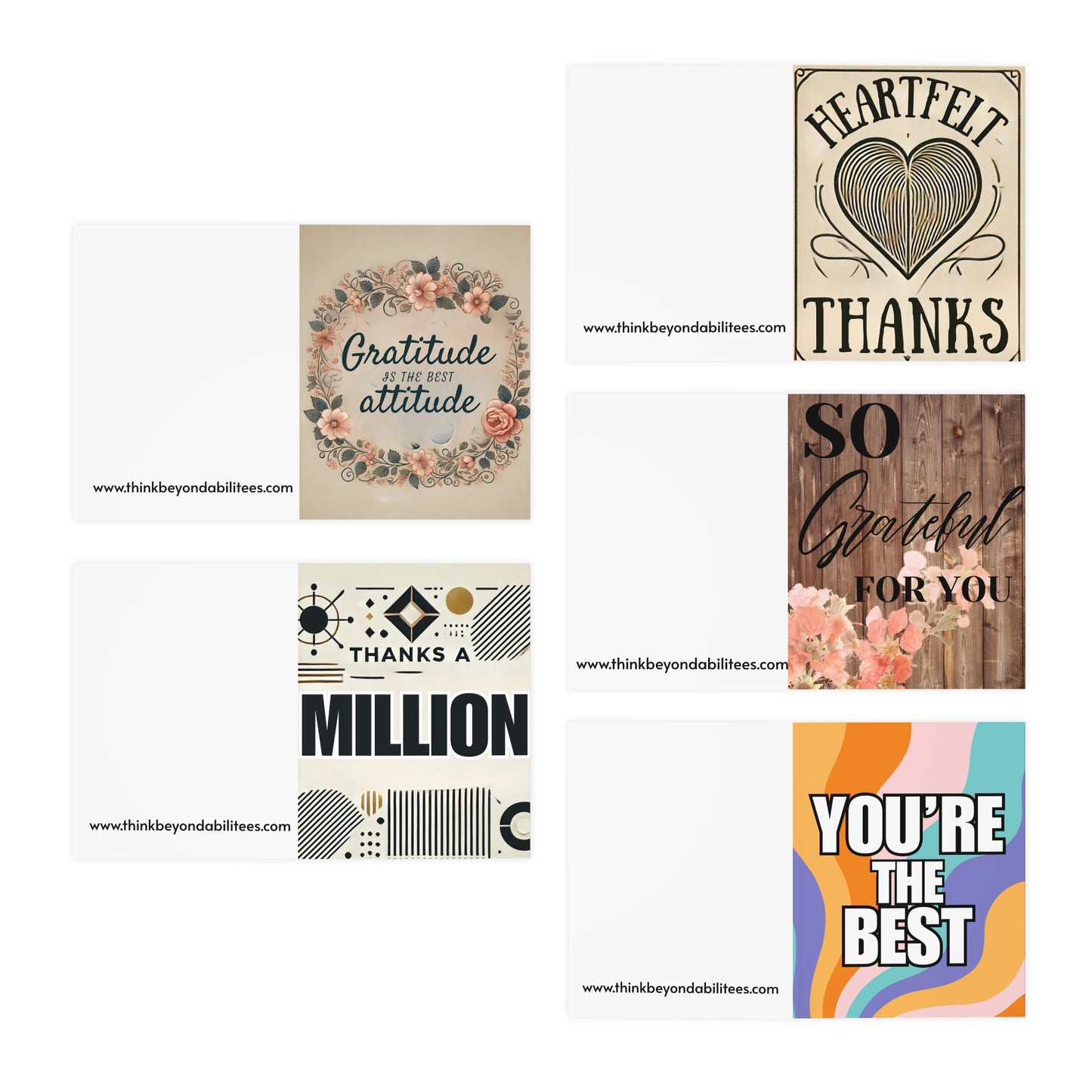 Thank You Greeting Cards Bundle (5-Pack)