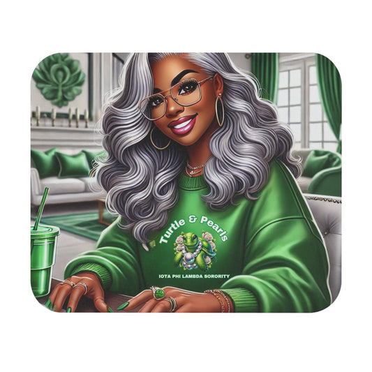 Turtle & Pearls Mousepad – Classy Desk Vibes for Sorors