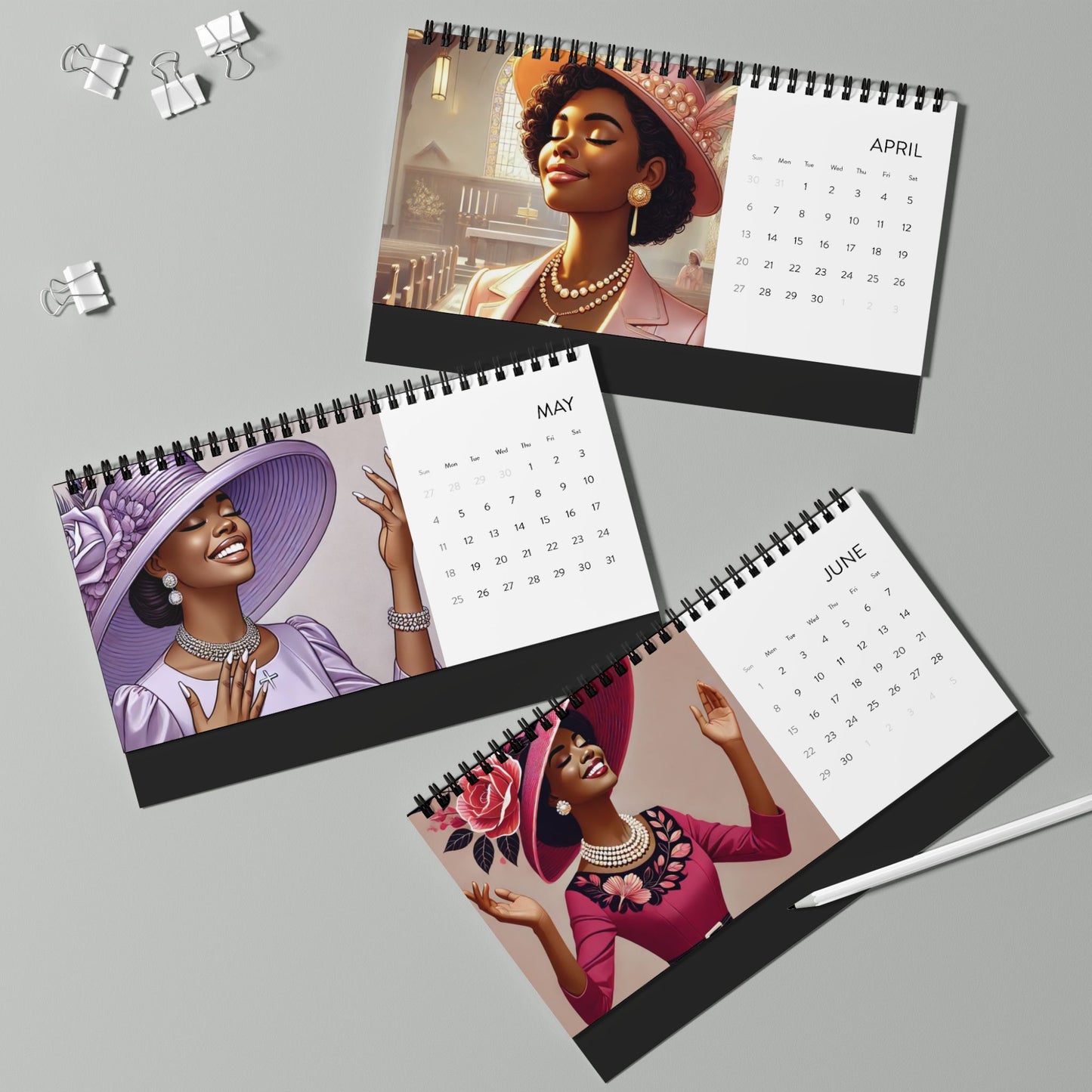 Elegant & Joyful – Sunday Best with Style Desktop Calendar (2025 grid)