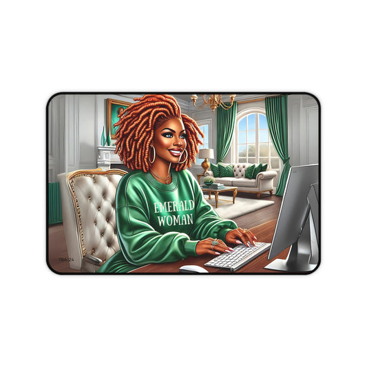 Empowered and Confident: The Emerald Woman Desk Mat