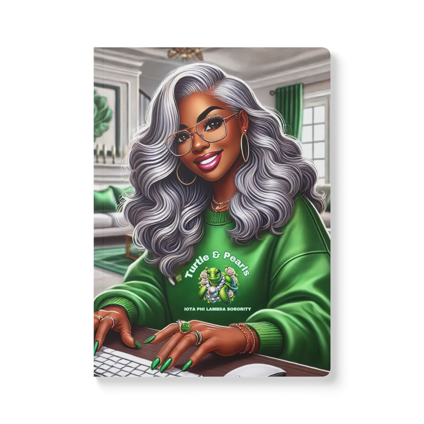 Elegant Sorority Journal – Turtle & Pearls Collection Softcover Journal (with Inside Prints)
