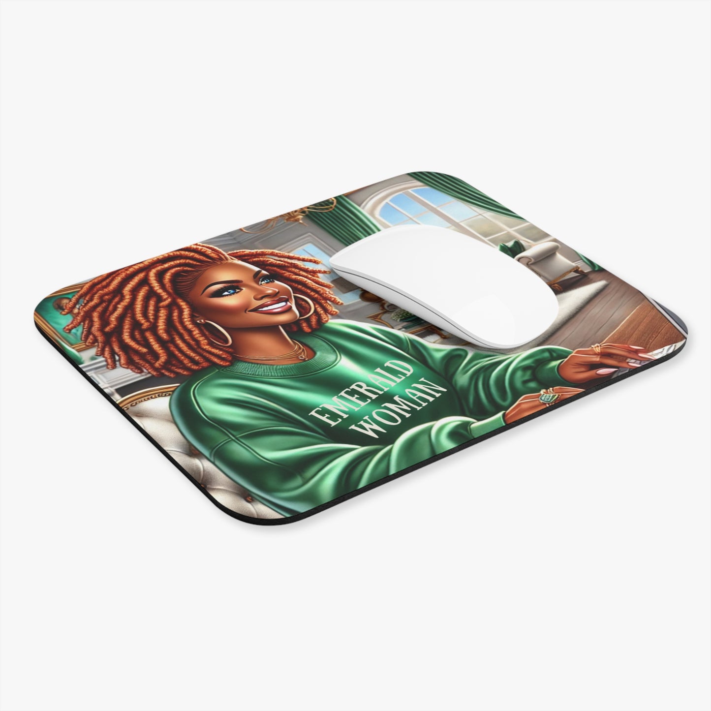 Confident and Empowered: The Emerald Woman Mouse Pad (Rectangle)