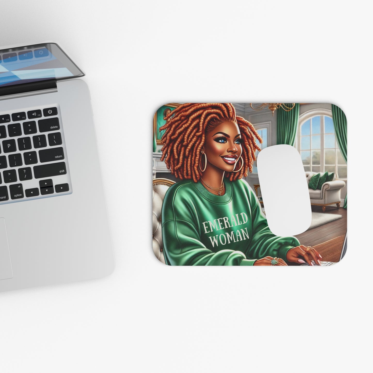 Confident and Empowered: The Emerald Woman Mouse Pad (Rectangle)