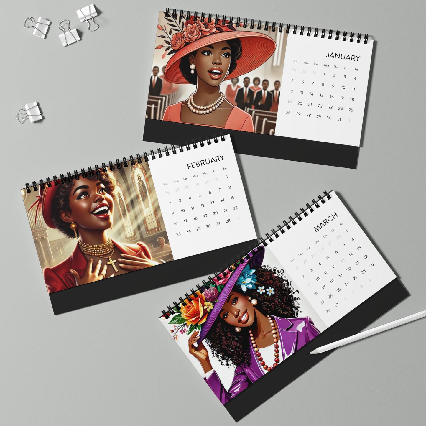 Elegant & Joyful – Sunday Best with Style Desktop Calendar (2025 grid)