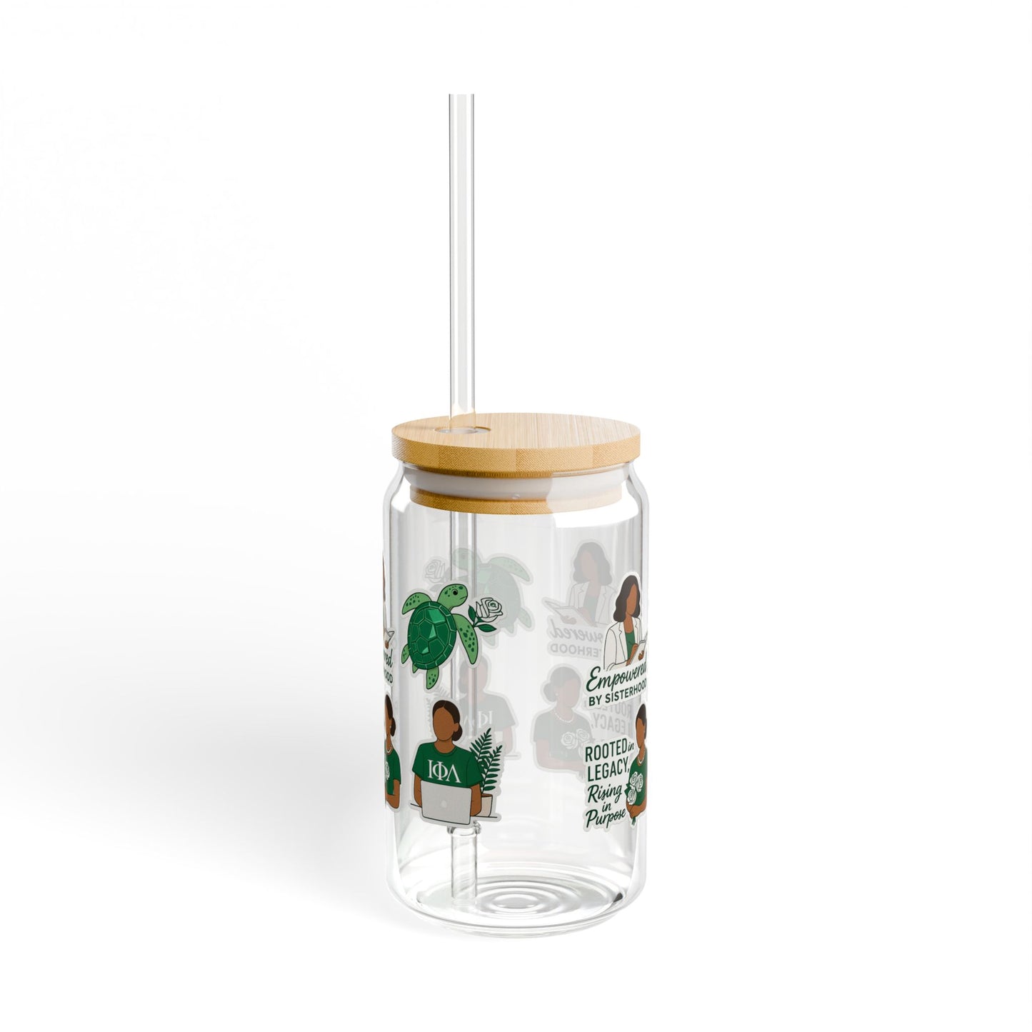 Empowered by Sisterhood Sipper Glass 💚
