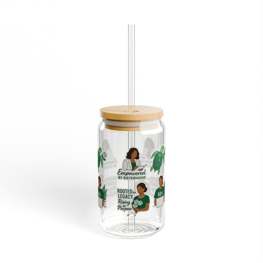 Empowered by Sisterhood Sipper Glass 💚