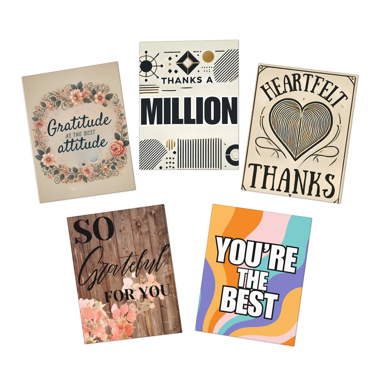 Thank You Greeting Cards Bundle (5-Pack)