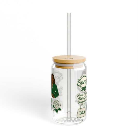 Pearl-Polished & Soror-Approved Sipper Glass 💚