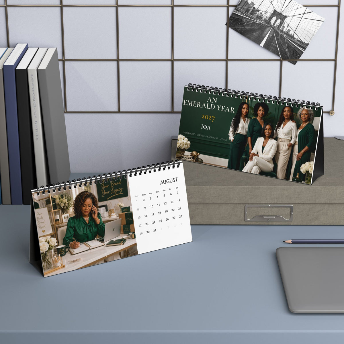 An Emerald Year Desktop Calendar (2027 grid)