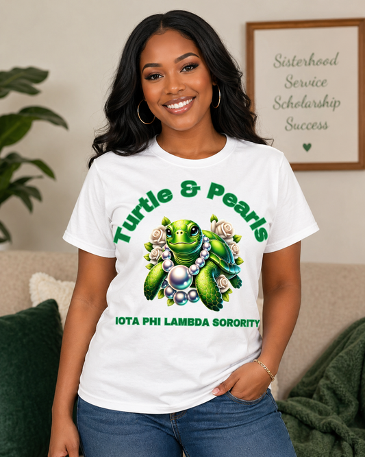 Turtle & Pearls T-Shirt for Iota Phi Lambda Sisters